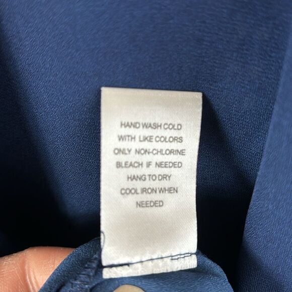 NWT Daniel Rainn Boho Flowy Semi Sheer Sleeveless V-Neck Dress Blue Plus Sz 1X - Picture 9 of 9